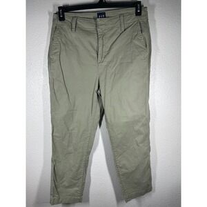 Gap Pants Womens 10 Green Chino Cropped Slim Straight Cotton Stretch Casual